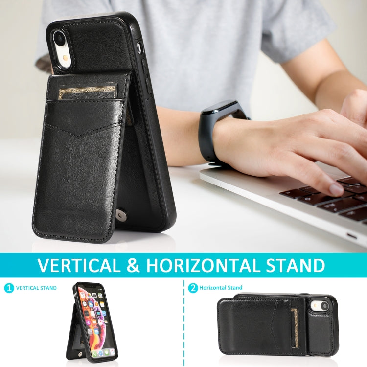 Solid Color PC + TPU Protective Case with Holder & Card Slots, For... (iPhone XR)