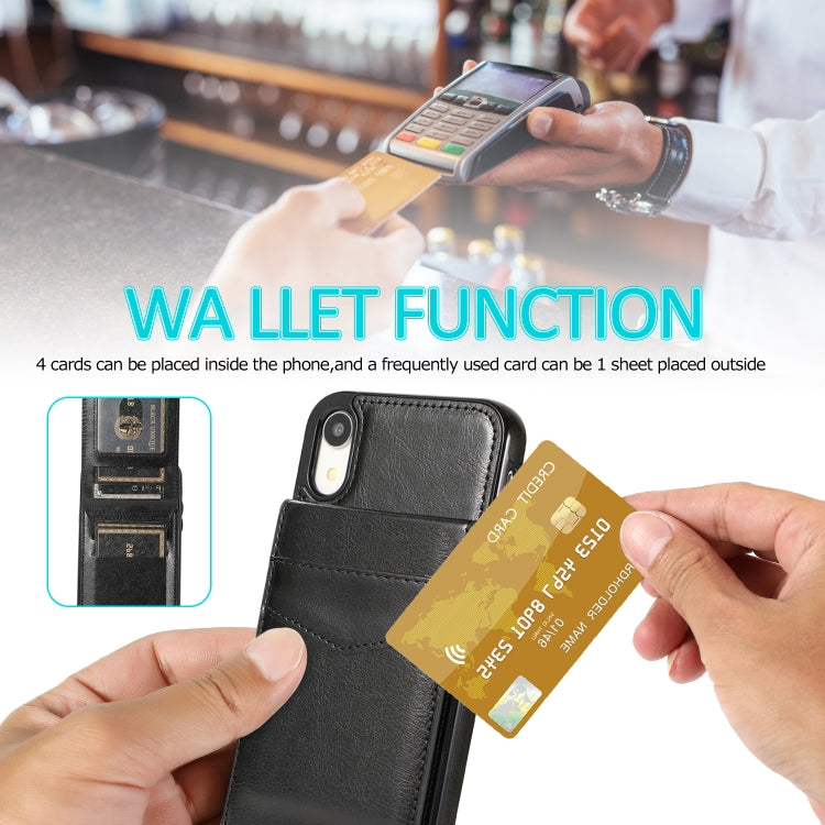 Solid Color PC + TPU Protective Case with Holder & Card Slots, For... (iPhone XR)