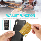Solid Color PC + TPU Protective Case with Holder & Card Slots, For... (iPhone XR)