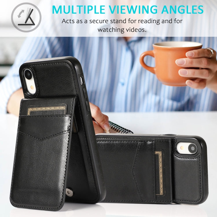 Solid Color PC + TPU Protective Case with Holder & Card Slots, For... (iPhone XR)