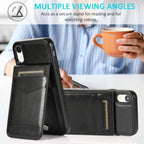 Solid Color PC + TPU Protective Case with Holder & Card Slots, For... (iPhone XR)