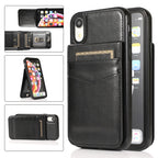 Solid Color PC + TPU Protective Case with Holder & Card Slots, For... (iPhone XR) For iPhone XR Black