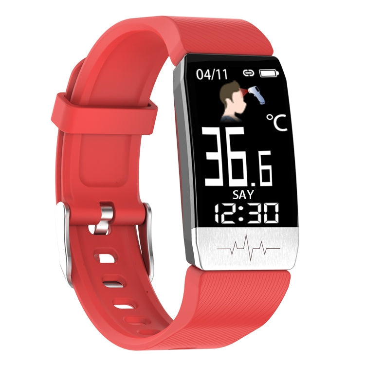 T1S 1.14 inch Screen IP67 Waterproof Smart Bracelet, Support Blood Oxygen Monitoring / Body Temperature Monitoring / Heart Rate Monitoring – Waterproof, TPU Red