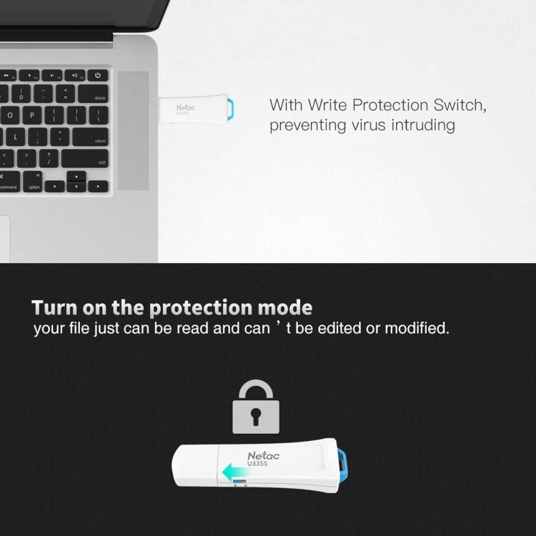 Netac U335S USB 3.0 High Speed Antivirus Write Protection USB Flash Drives U Disk, 128GB – Data Transmission