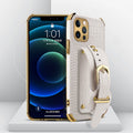 Electroplated TPU Crocodile Pattern Leather Case with Wrist Strap, For iPhone 12 Pro Max For iPhone 12 Pro Max White
