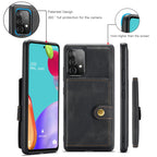 JEEHOOD Retro Magnetic Detachable Protective Case with Wallet & Card Slot & Holder, For Samsung Galaxy A52 5G, For Samsung Galaxy A72 5G, For Samsung Galaxy A51 5G