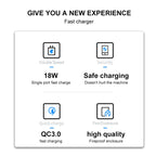 WK WP-U57 Max 18W Maxspeed QC3.0 Fast Charger + USB to 8 Pin Data Cable, US Plug, EU Plug