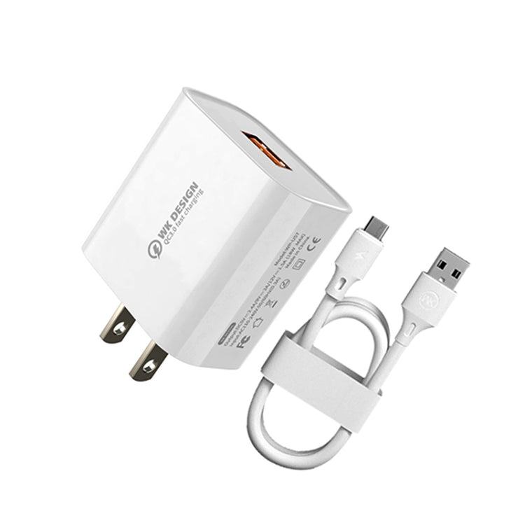 WK WP-U57 Max 18W Maxspeed QC3.0 Fast Charger + USB to 8 Pin Data Cable, US Plug, EU Plug US Plug