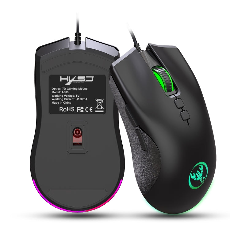 HXSJ A883 7 Keys 6400DPI RGB Light Mechanical Gaming Wired Mouse – Durable Build, Easy to Use