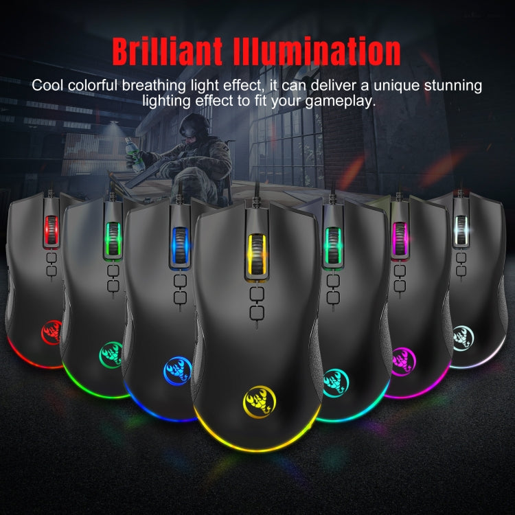 HXSJ A883 7 Keys 6400DPI RGB Light Mechanical Gaming Wired Mouse – Durable Build, Easy to Use