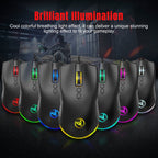 HXSJ A883 7 Keys 6400DPI RGB Light Mechanical Gaming Wired Mouse – Durable Build, Easy to Use