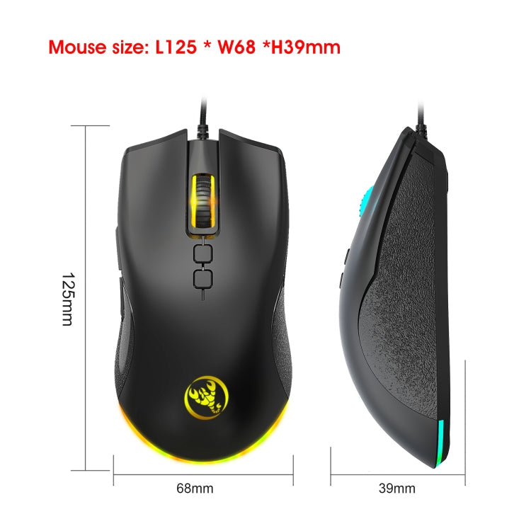 HXSJ A883 7 Keys 6400DPI RGB Light Mechanical Gaming Wired Mouse – Durable Build, Easy to Use