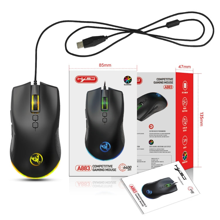 HXSJ A883 7 Keys 6400DPI RGB Light Mechanical Gaming Wired Mouse – Durable Build, Easy to Use