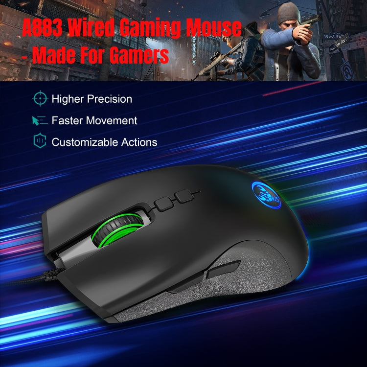 HXSJ A883 7 Keys 6400DPI RGB Light Mechanical Gaming Wired Mouse – Durable Build, Easy to Use