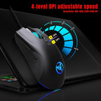 HXSJ A883 7 Keys 6400DPI RGB Light Mechanical Gaming Wired Mouse – Durable Build, Easy to Use
