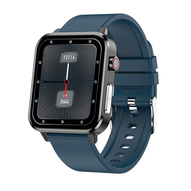 E86 Smart Watch – 1.7" Screen, IP68 Waterproof, Body Temperature Monitoring (Black) #2 TPU Strap(Blue) Blue