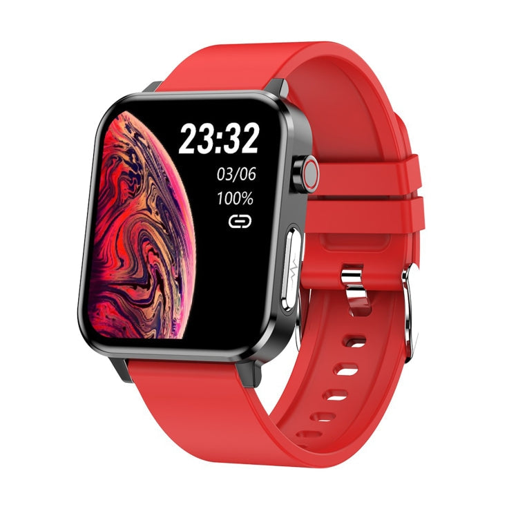 E86 Smart Watch – 1.7" Screen, IP68 Waterproof, Body Temperature Monitoring (Black) #2 TPU Strap(Red) Red