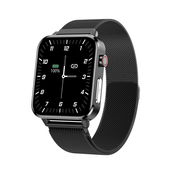 E86 Smart Watch – 1.7" Screen, IP68 Waterproof, Body Temperature Monitoring (Black) #3 Steel Strap(Black)