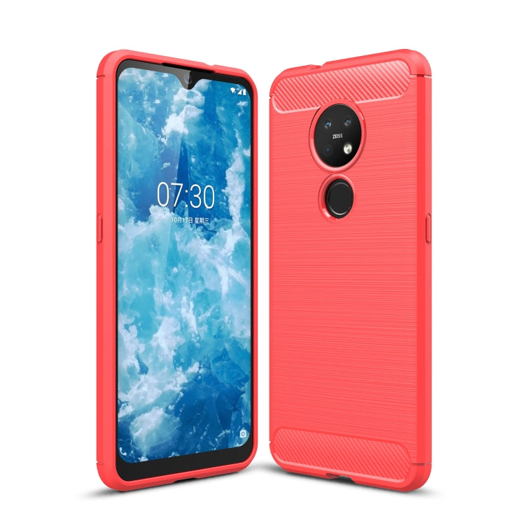 Brushed Texture Carbon Fiber TPU Protective Case – TPU, For Nokia 7.2 & 6.2 For Nokia 7.2 & 6.2 Red