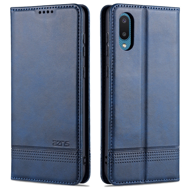 AZNS Magnetic Calf Texture Horizontal Flip Leather Case with Card Slots & Holder & Wallet – Magnetic, Card Slot, Flip, For Samsung Galaxy A02 For Samsung Galaxy A02 Dark Blue