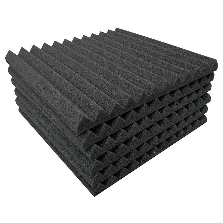 30x30x2.5cm Triangular Groove Style Recording Studio Drum Video Room Sound Insulation Board Silencer Cotton, 6 PCS, 10 PCS, 12 PCS, 20 PCS, 24 PCS 6 PCS Black
