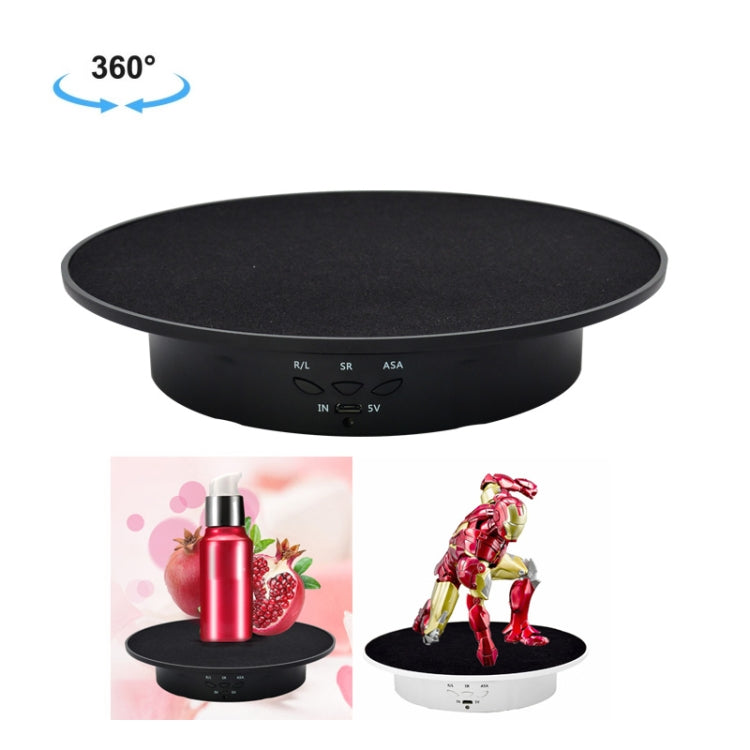 20cm USB Electric Rotating Turntable Display Stand Video Shooting Props Turntable for Photography, Load: 8kg, 20cm(Black Velvet), 20cm (White Base Black Velvet), 20cm (White Base White Velvet) 20cm(Black Velvet) Black Base Black Velvet