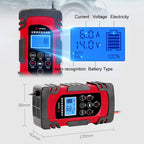 DEMUDA DC-80 Car Battery Charger 12V/24V Intelligent Pulse Repair Type Lead-acid Battery, AU Plug, US Plug, EU Plug, JP Plug, UK Plug – TPU