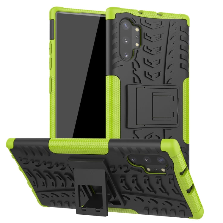 Tire Texture TPU + PC Shockproof Case with Holder, For Galaxy Note 10 Plus For Galaxy Note 10 Plus Green