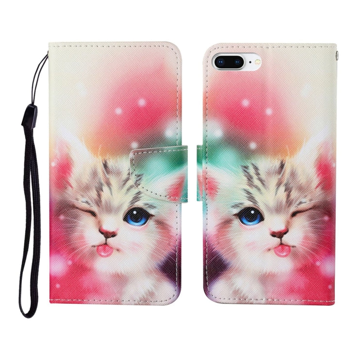 Painted Pattern Horizontal Flip Leathe Case, For iPhone 7 Plus For iPhone 7 Plus Cat