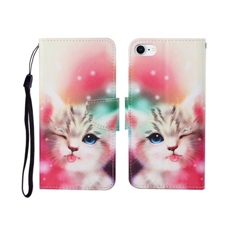 Painted Pattern Horizontal Flip Leathe Case, For iPhone SE (2020)/ 7 /8 For iPhone SE (2020) 7 8 Cat