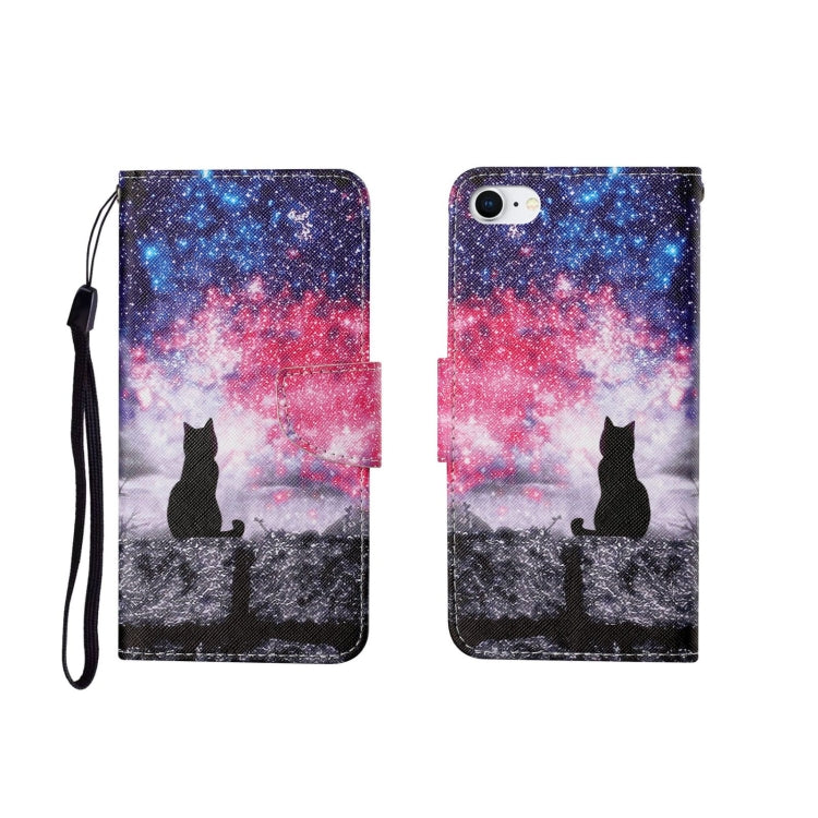 Painted Pattern Horizontal Flip Leathe Case, For iPhone SE (2020)/ 7 /8 For iPhone SE (2020) 7 8 Starry Cat