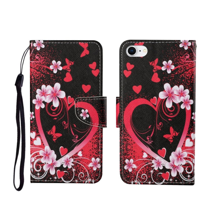 Painted Pattern Horizontal Flip Leathe Case, For iPhone SE (2020)/ 7 /8 For iPhone SE (2020) 7 8 Red Heart