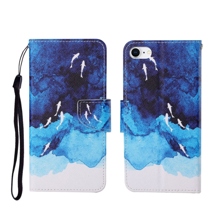 Painted Pattern Horizontal Flip Leathe Case, For iPhone SE (2020)/ 7 /8 For iPhone SE (2020) 7 8 Watercolor Fish