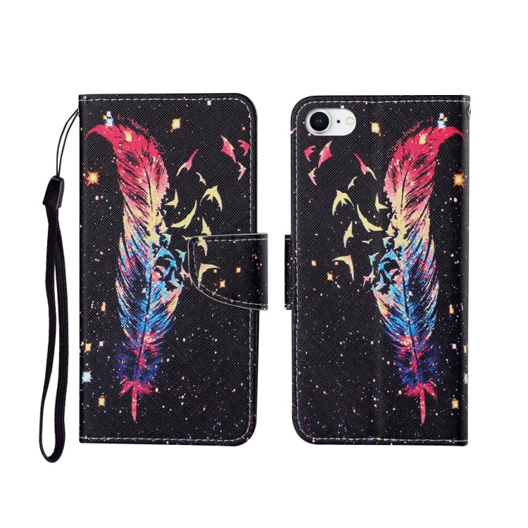 Painted Pattern Horizontal Flip Leathe Case, For iPhone SE (2020)/ 7 /8 For iPhone SE (2020) 7 8 Feather