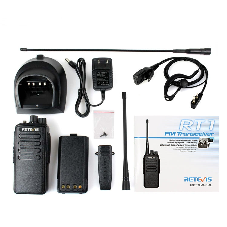 RETEVIS RT1 10W UHF 400-520MHz 16CH Handheld Walkie Talkie,, RT1 400-520MHz US Plug, RT1 400-520MHz EU Plug – TPU