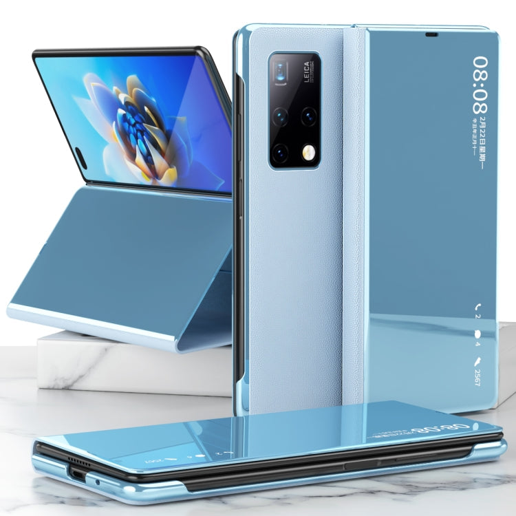 Electroplated Mirror Protective Case with Holder – Flip, Electroplating, For Huawei Mate X2 For Huawei Mate X2 Blue