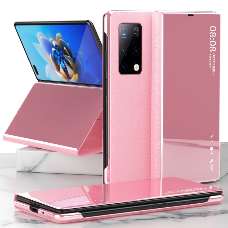 Electroplated Mirror Protective Case with Holder – Flip, Electroplating, For Huawei Mate X2 For Huawei Mate X2 Pink