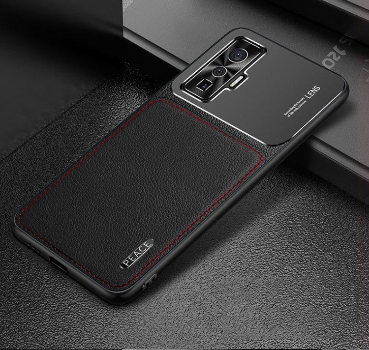 Frosted Metal + Leather Texture Protective Case – Leather, For vivo iQOO 5 5G, For iPhone 11