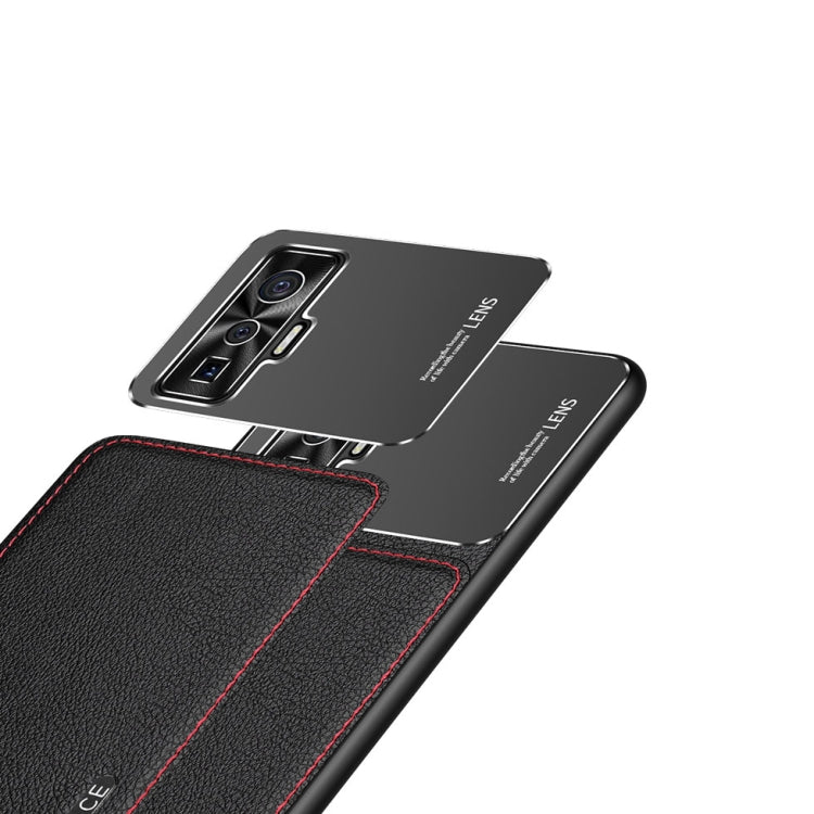 Frosted Metal + Leather Texture Protective Case – Leather, For vivo iQOO 5 5G, For iPhone 11