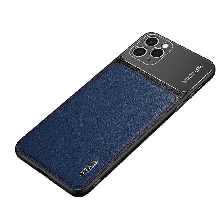 Frosted Metal + Leather Texture Protective Case – Leather, For vivo iQOO 5 5G, For iPhone 11 For iPhone 11 Blue