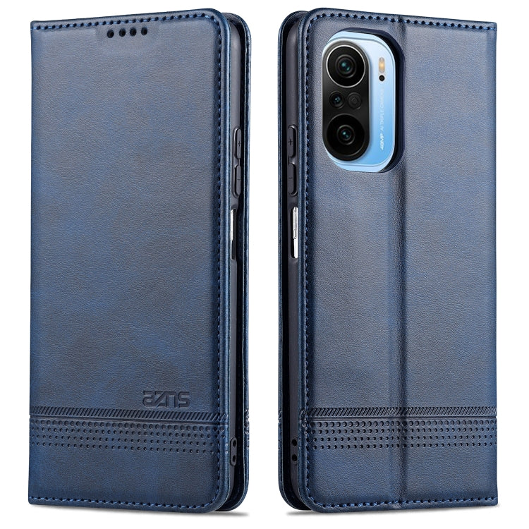 AZNS Magnetic Calf Texture Horizontal Flip Leather Case with Card Slots & Holder & Wallet – Magnetic, Card Slot, Flip, For Xiaomi Poco F3, For Samsung Galaxy A32 4G For Xiaomi Poco F3 Dark Blue