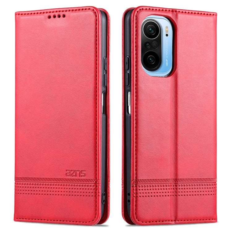 AZNS Magnetic Calf Texture Horizontal Flip Leather Case with Card Slots & Holder & Wallet – Magnetic, Card Slot, Flip, For Xiaomi Poco F3, For Samsung Galaxy A32 4G For Xiaomi Poco F3 Red