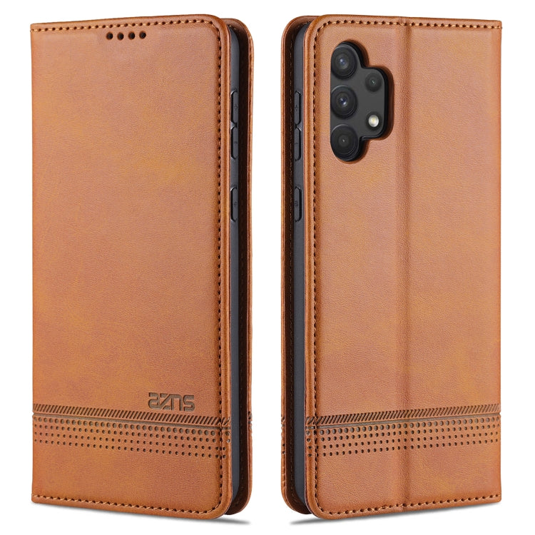 AZNS Magnetic Calf Texture Horizontal Flip Leather Case with Card Slots & Holder & Wallet – Magnetic, Card Slot, Flip, For Xiaomi Poco F3, For Samsung Galaxy A32 4G For Samsung Galaxy A32 4G Light Brown