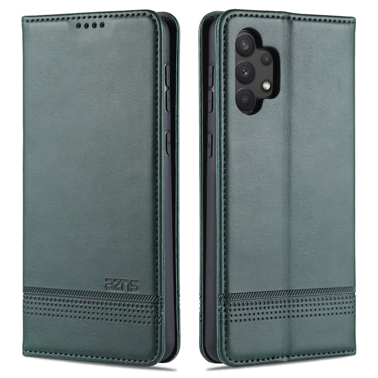 AZNS Magnetic Calf Texture Horizontal Flip Leather Case with Card Slots & Holder & Wallet – Magnetic, Card Slot, Flip, For Xiaomi Poco F3, For Samsung Galaxy A32 4G For Samsung Galaxy A32 4G Dark Green