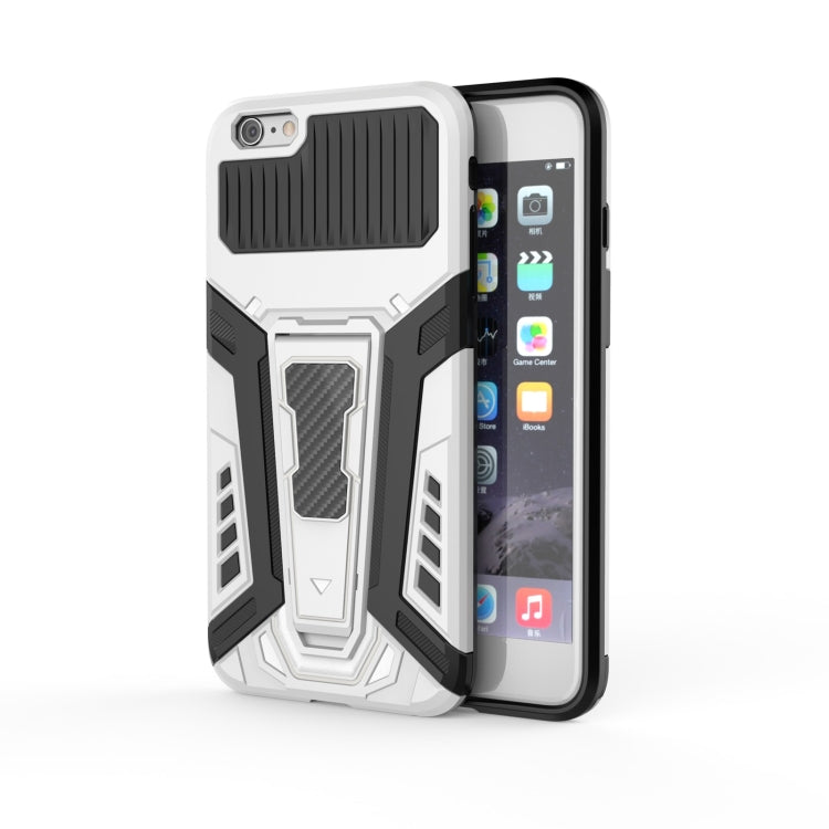 War Chariot Series Armor All-inclusive Shockproof PC + TPU Protective Case with Invisible Holder – Shockproof, Ring Holder, TPU, For iPhone 6, For iPhone 6 Plus, For iPhone 8 Plus / 7 Plus, For iPhone 11 For iPhone 6 Plus White