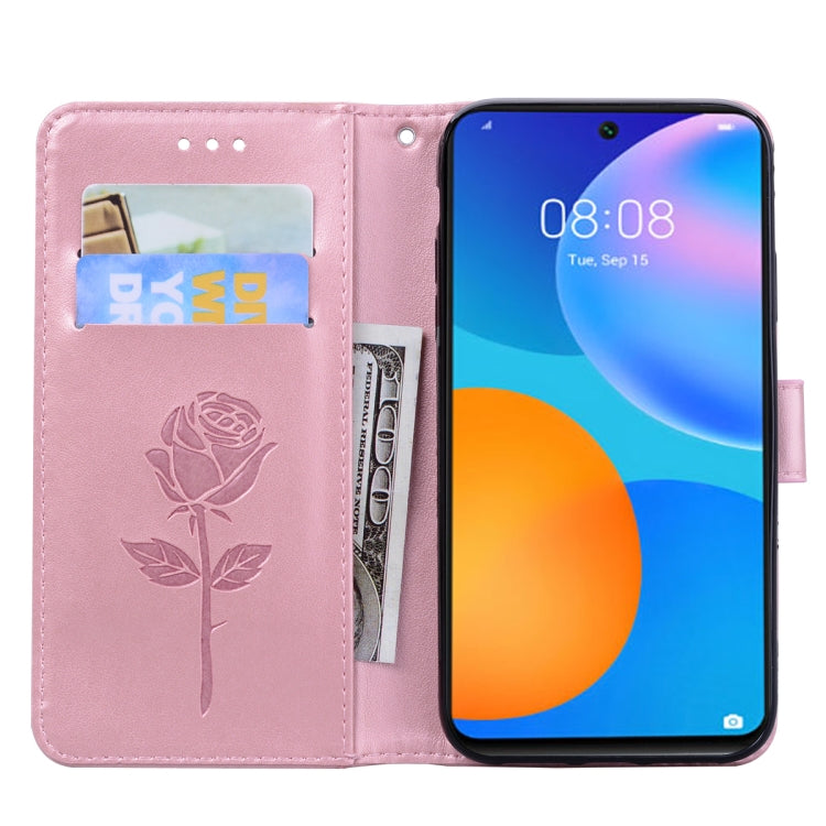 Rose Embossed Horizontal Flip PU Leather Case with Holder & Card Slots & Wallet – Card Slot, Flip, Leather, For Huawei Honor 10X Lite, For Huawei P smart 2021