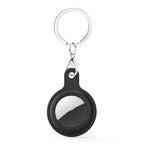 Gel Leather Case Cover with Switchable Keychain Ring for AirTag 2nd Gen / AirTag 1st Gen Black