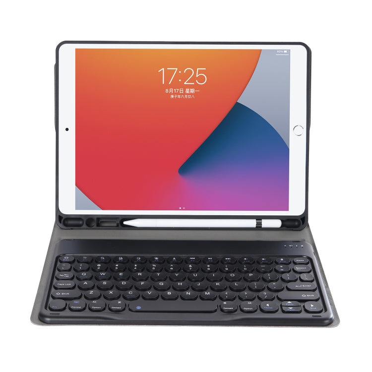 YA098B Detachable Lambskin Texture Round Keycap Bluetooth Keyboard Leather Case with Pen Slot & Stand – Leather, Bluetooth, For iPad Air 5 / 4 10.9 inch 2020 / Pro 11 inch 2020 / 2018, For iPad 10.2 (2020) & (2019) / Air 3 10.5 inch / Pro 10.5 inch...