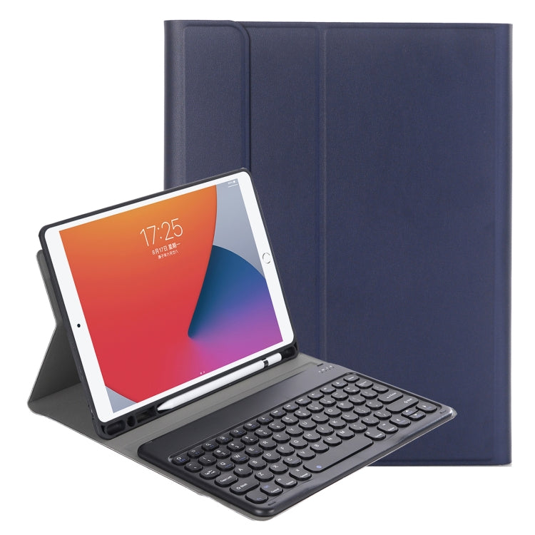 YA098B Detachable Lambskin Texture Round Keycap Bluetooth Keyboard Leather Case with Pen Slot & Stand – Leather, Bluetooth, For iPad Air 5 / 4 10.9 inch 2020 / Pro 11 inch 2020 / 2018, For iPad 10.2 (2020) & (2019) / Air 3 10.5 inch / Pro 10.5 inch...