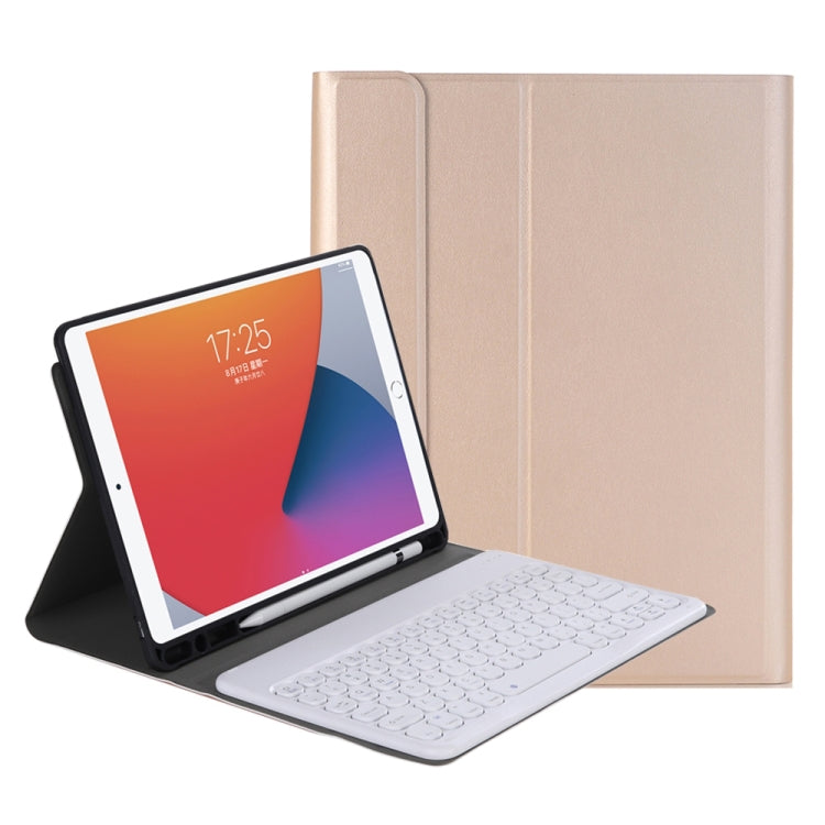 YA098B Detachable Lambskin Texture Round Keycap Bluetooth Keyboard Leather Case with Pen Slot & Stand – Leather, Bluetooth, For iPad Air 5 / 4 10.9 inch 2020 / Pro 11 inch 2020 / 2018, For iPad 10.2 (2020) & (2019) / Air 3 10.5 inch / Pro 10.5 inch...